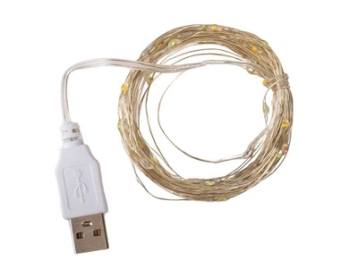 Гирлянда нить USB LED 5M 50 светодиодов теплый