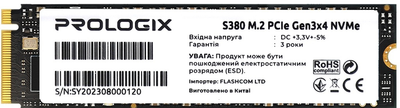 Накопичувач SSD 256GB Prologix S380 M.2 2280 PCIe 3.0 x4 NVMe TLC (PRO256GS380)