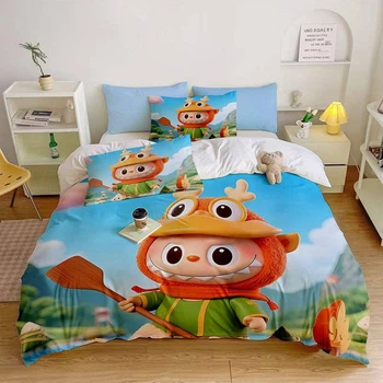 Постельное белье 3D полуторное из микросатина Labubu №2 31436 150х215 см 70х70 см