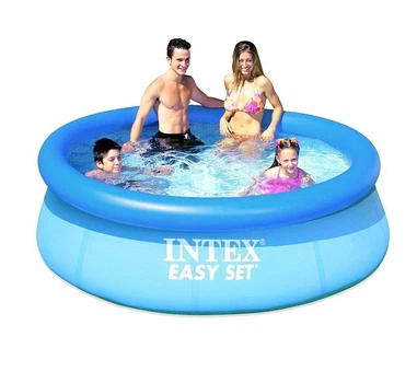 Надувний басейн Intex 28110 круглий із ПВХ 244х76 см із вбудованим зливним клапаном на 2419 л Синій (127-9-28110)