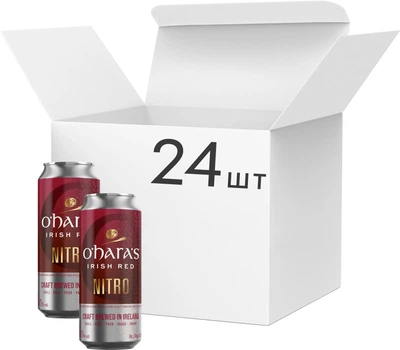 Упаковка пива O'Hara's Irish Red Nitro полутёмное фильтрованное 4.3% 0.44 л х 24 шт (5391500602692)