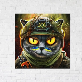 Картина-постер котик разведчик ©Марианна Пащук Brushme 40х40 см (dec0007051)