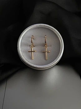 Серьги крестики круглый замок золотого цвета 33832 One Size
