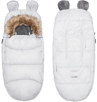 Śpiworek ciepły Springos SB0047 do wózka gondoli na sanki z futerkiem uszkami premium 96 cm Szary (5907719442310)