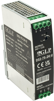 Zasilacz na szynę DIN GLP IP20, 76.8W, 24V, 3.2A (DS2-75-24-U) (5902135155790)