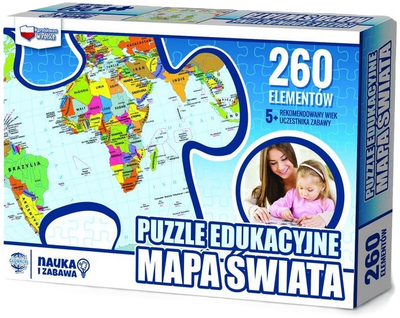 Puzzle edukacyjne Zachem Nauka i zabawa Mapa świata 260 elementów 7040 (5906727907040)