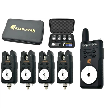 Набор карповых сигнализаторов поклевки для рыбалки GLADIATOR RF698 4+1 Black с пейджером