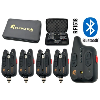 Комплект сигнализаторов поклевки для рыбалки GLADIATOR BL1518 4+1 Black с пейджером и Bluetooth