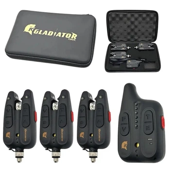Набор сигнализаторов поклевки для рыбалки GLADIATOR RF1118 3+1 Black с пейджером