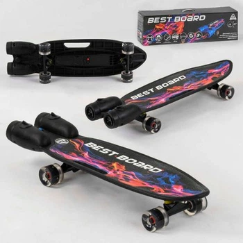 Скейтборд "Best Board" з музикою та димом, USB заряджання, акумуляторні батареї, колеса PU зі світлом 60х4 мм
