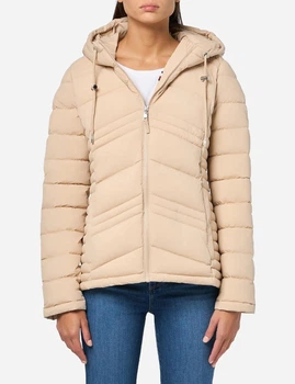 Куртка демисезонная короткая с капюшоном женская Tommy Hilfiger 201601676 XL Бежевая ( 1159838182)