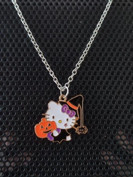 Подвеска "hello kitty" ведьмочка хелловин Серебряный (3049)