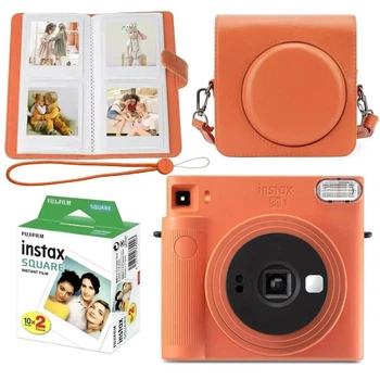 Набор камера Fujifilm Instax Square SQ1, Фотобумага 20шт, Чехол, Ремешок, Фотоальбом 80 фото Оранжевый (Подарочная упаковка)
