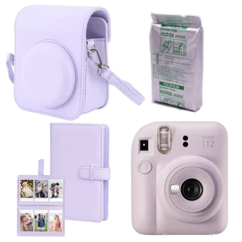 Набор камера Fujifilm Instax Mini 12, Фотобумага 10шт, Чехол, Фотоальбом 108 фото Фиолетовый (Подарочная упаковка)