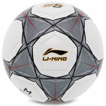 М'яч футбольний №5 PU+EVA Клеєний LI-NING (клеєний, білий-чорний) (LFQK635-1)