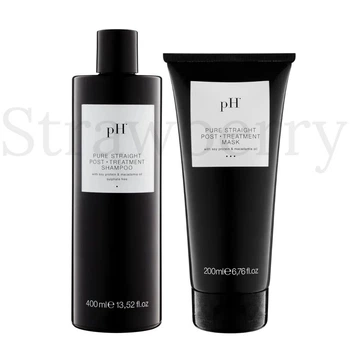 Набор для гладкости выпрямленных волос pH Laboratories: Безсульфатный шампунь pH Laboratories PURE STRAIGHT 400мл + Закрепляющая маска pH Laboratories PURE STRAIGHT 200мл