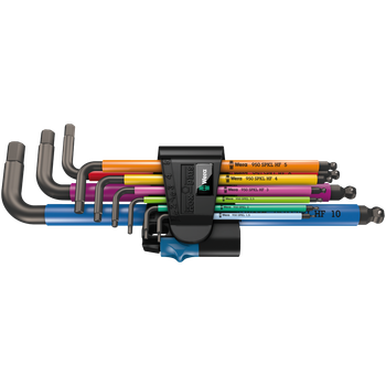 Набор ключей шестигранных Wera 950/9 Hex-Plus Multicolour HF 1 Blacklaser удлиненных 1.5-10мм 9шт. (05022210001)