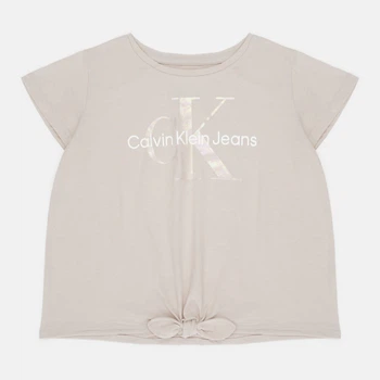 Подростковая футболка для девочки Calvin Klein 193770828 146 см Бежевая (1159836721)