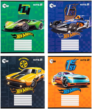 Набір шкільних зошитів Kite Hot Wheels 12 аркушів у косу лінію 25 шт (HW25-235)