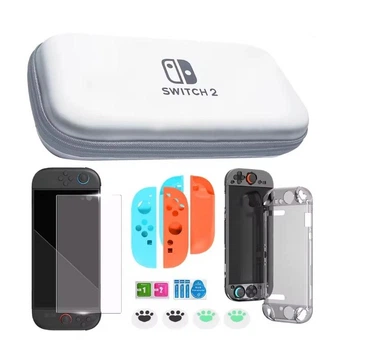 Защитный комплект для консоли Nintendo Switch 2 Кейс, накладки на Joy-Con, 4 накладки на стики, пленка, чехол