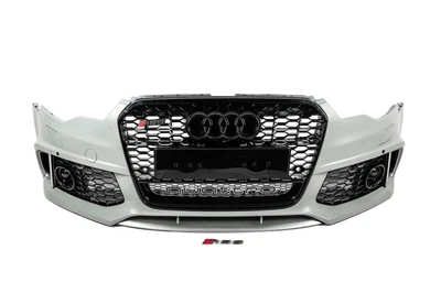 Передний бампер с черной решеткой RS6-Style (2011-2014) для Ауди A6 C7