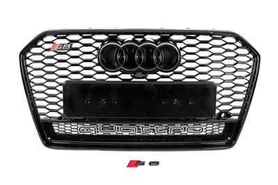 Передня чорна решітка S-style з написом Quattro (2014-2017) для Ауді A6 C7 рр