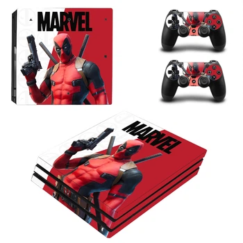 Виниловые наклейки Deadpool на игровую консоль PS4 PRO + геймпад Dualshock 4 + боковые стороны Sony PlayStation 4 PRO / Skin