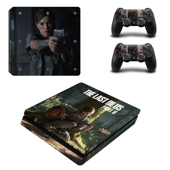 Виниловые наклейки The Last of Us на игровую консоль PS4 Slim + геймпад Dualshock 4 + боковые стороны Sony PlayStation 4 Slim / Skin