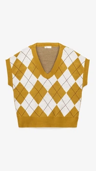 Жилет трикотажний з візерунком жіночий On me 12225 One Size Гірчичний shop (2000999244643)