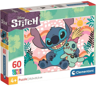 Puzzle Clementoni Super Kolor Disney Stitch 60 elementów 26331 (8005125263318)
