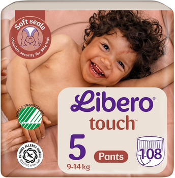 Упаковка подгузников-трусиков Libero Touch Pants 9-14 кг Размер 5 27 шт х 4 пачки (108 шт) (7322542265123)