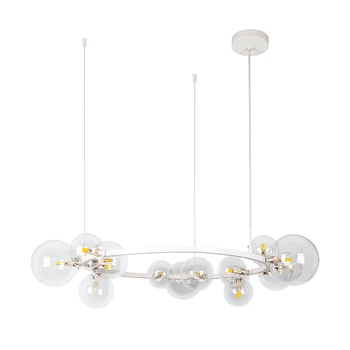 Люстра подвесная кольцо с плафонами Light House LS-17132-15 WH+CL белая, плафоны прозрачные