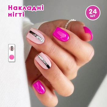 Накладные ногти 24 шт. + клей для ногтей маникюра, форма типс - овал - (01586)