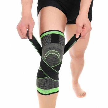 Наколенник эластичный Knee Support бандаж для фиксации коленного сустава ортез компрессионный с липучками для спорта 1 штука универсальный размер для бега футбола баскетбола и тренировок стабилизирующий медицинский аксессуар для поддержки колена