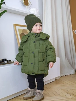 Дитяча зимова пухова куртка для дівчинки MagBaby Brick 108808 98 см Хакі (4820000355728)