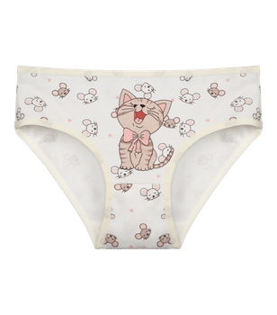 Трусы слипы для девочки с принтом - Donella - 41679PF - 134-140 см - Молочный