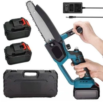 Пила аккумуляторная цепная 2 аккумулятора кейс Electric chain saw 8 дюймов электропила на аккумуляторе 48V мини-пила садовая