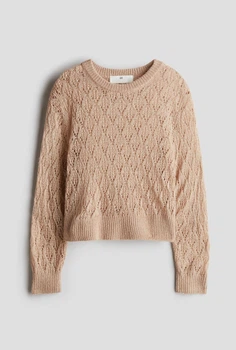 Підлітковий ажурний светр для дівчинки H&M 146-152 см Бежевий (25072412B)