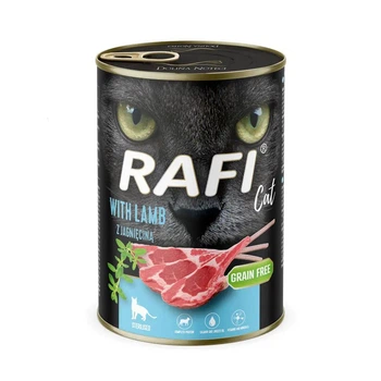 Влажный корм для взрослых кошек Dolina Noteci Rafi cat с ягненком, 400 г