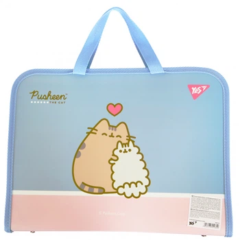 Папка-портфель з ручками на блискавці Yes Pusheen А4 492316 пушин для дівчаток в школу занять гуртків