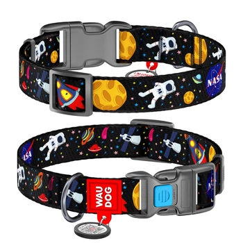 Нашийник WAUDOG Nylon з QR адресником, пластикова пряжка-фастекс "NASA" XL (4823089317052)