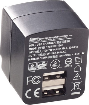 Мережевий зарядний пристрій Sunny 2.4A 2 x USB-A Black (8594213820774)