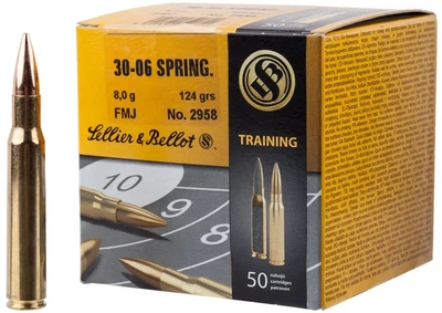 Патрон Sellier & Bellot кал. 30-06 пуля FMJ масса 8 г/ 124 гр скорость 944 м/с.