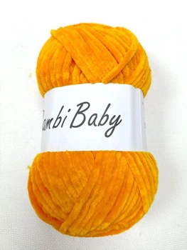 Плюшевая пряжа Bambi Babi Цвет оранжевый, рыжий велюр 100 г/110 м