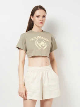 Топ жіночий H&M 1109121_напис S Хакі (2000001633885)