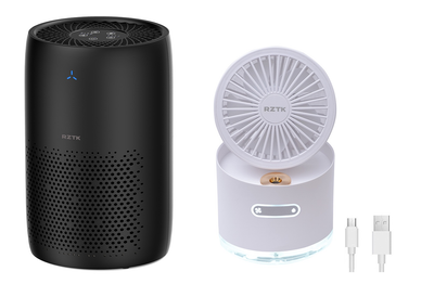 Набор Очиститель воздуха RZTK Air Purifier Compact + Вентилятор с увлажнением аккумуляторный RZTK Multi Fan White