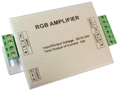 Wzmacniacz sygnalu MW Lighting RGB 12Vdc/24Vdc 3x8A 288W/576W MW-CTR-RGB-AMP-8A-01(5902135122525)