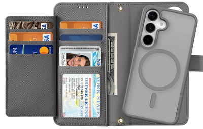 Чохол-книжка DUX Ducis Lawa для Samsung Galaxy S25 зі знімним магнітним гаманцем Grey (6971824162226)