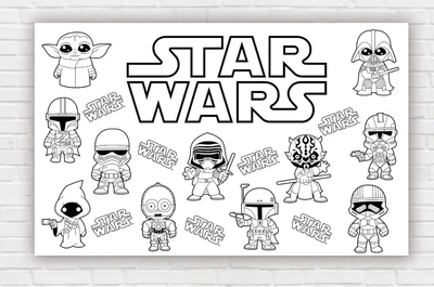 Бумажный плакат - раскраска "Star Wars. Звездные войны" 120х75см