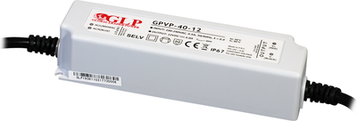 Блок живлення GLP double insulation wires PSU: 24В/1.7A, CВ, PFC, IP67 GPВP-40-24 (5902135125267)